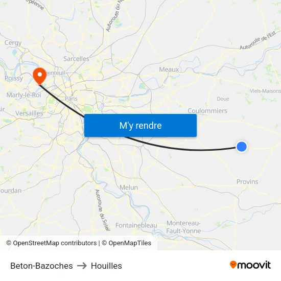Beton-Bazoches to Houilles map