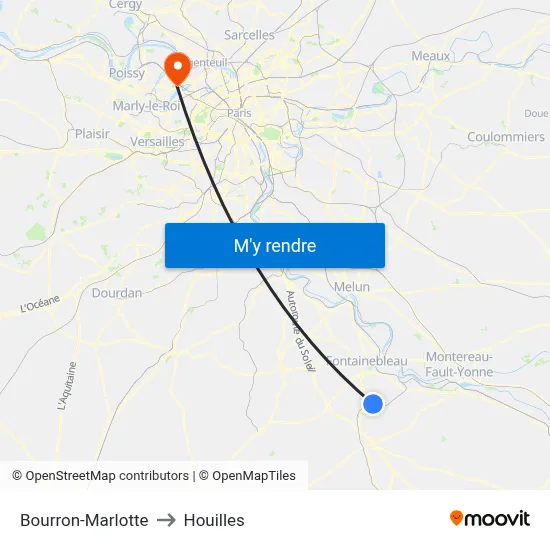 Bourron-Marlotte to Houilles map
