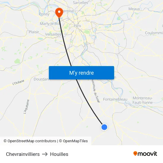 Chevrainvilliers to Houilles map