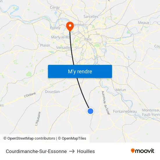 Courdimanche-Sur-Essonne to Houilles map