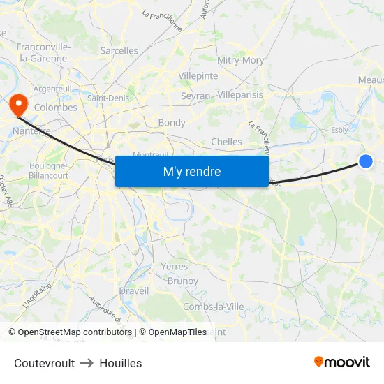 Coutevroult to Houilles map