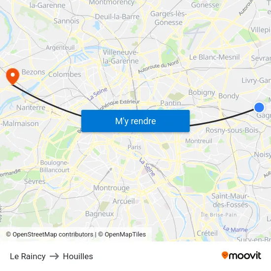 Le Raincy to Houilles map