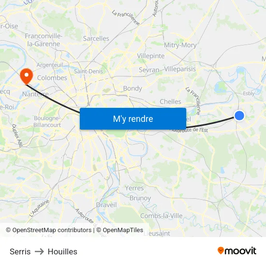 Serris to Houilles map