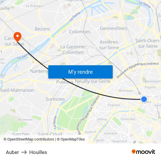 Auber to Houilles map