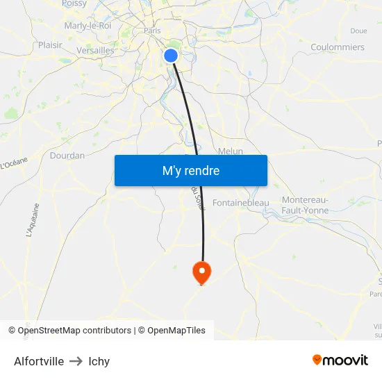 Alfortville to Ichy map