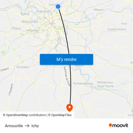 Arnouville to Ichy map
