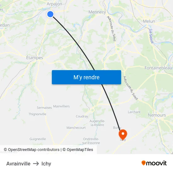Avrainville to Ichy map