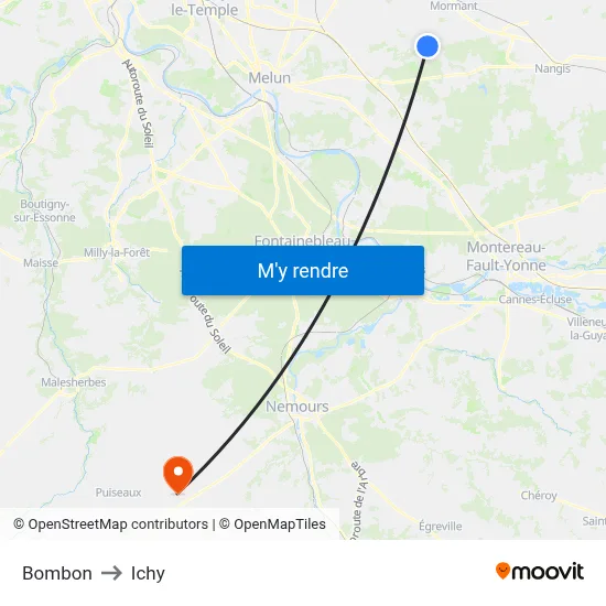 Bombon to Ichy map
