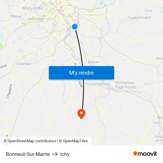 Bonneuil-Sur-Marne to Ichy map