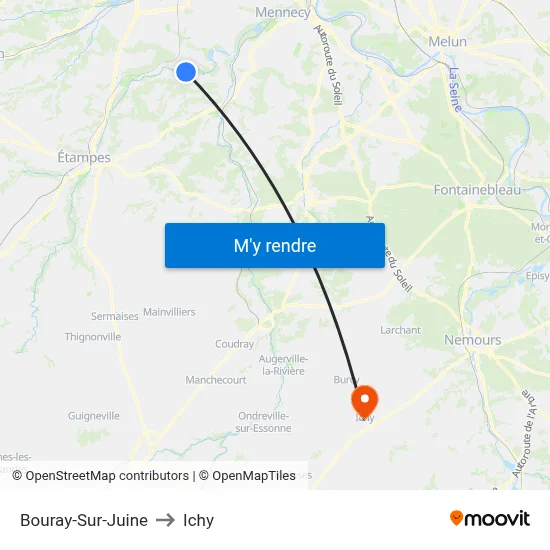 Bouray-Sur-Juine to Ichy map