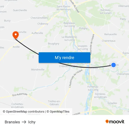 Bransles to Ichy map
