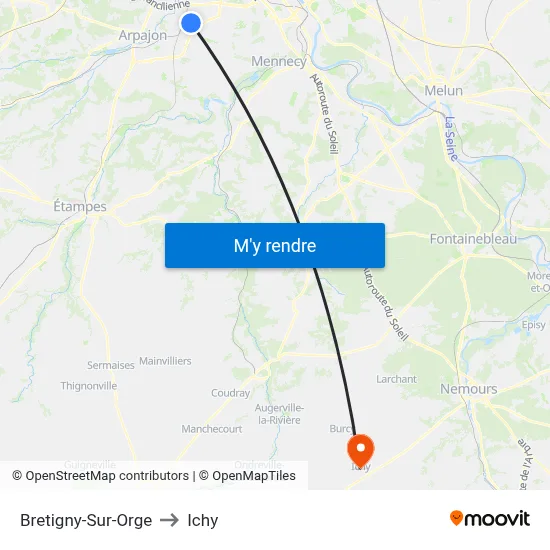 Bretigny-Sur-Orge to Ichy map