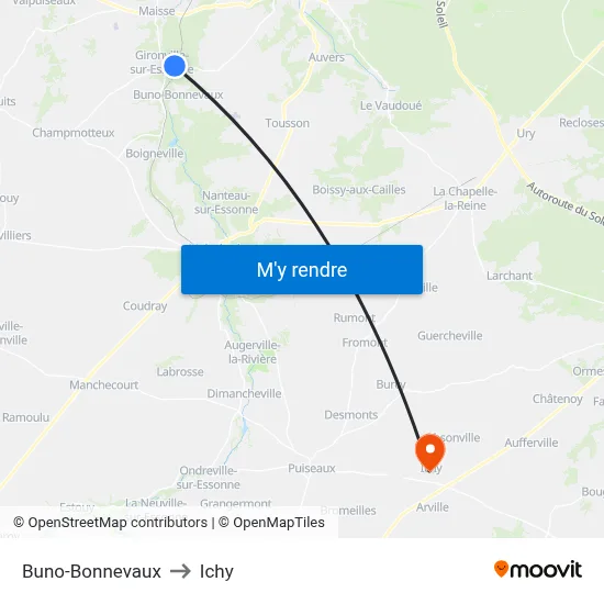 Buno-Bonnevaux to Ichy map