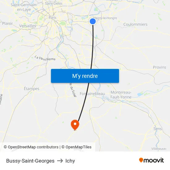 Bussy-Saint-Georges to Ichy map
