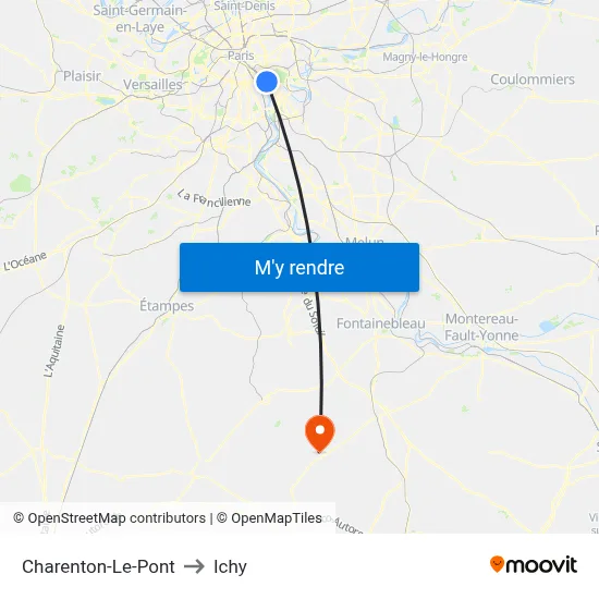 Charenton-Le-Pont to Ichy map