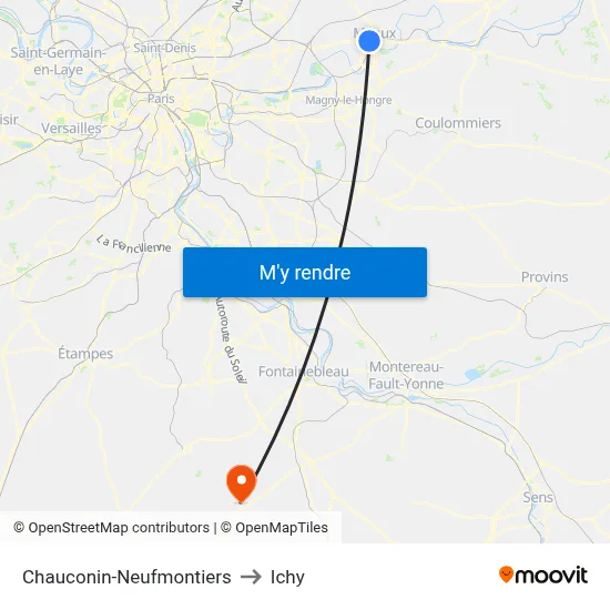 Chauconin-Neufmontiers to Ichy map