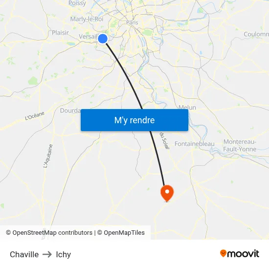 Chaville to Ichy map