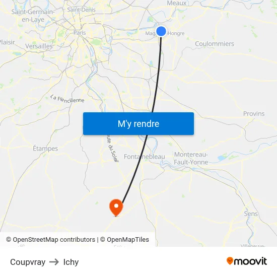 Coupvray to Ichy map