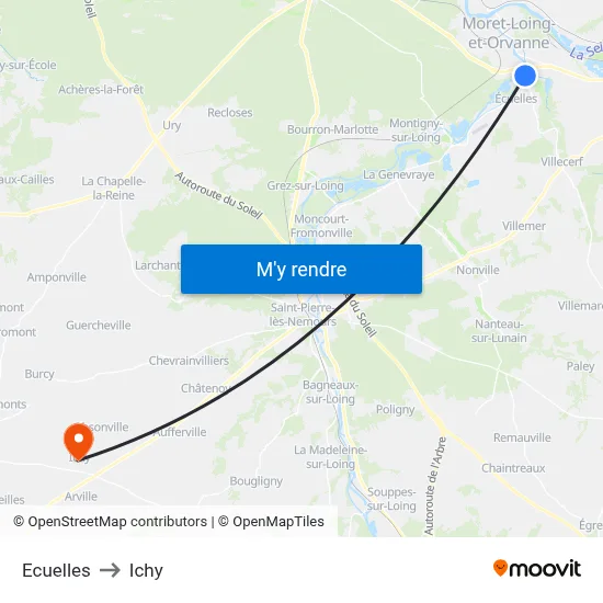 Ecuelles to Ichy map