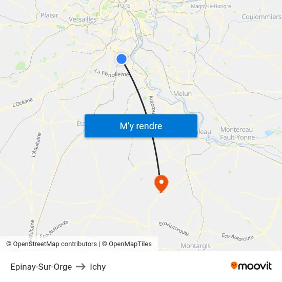 Epinay-Sur-Orge to Ichy map