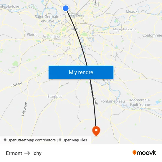 Ermont to Ichy map