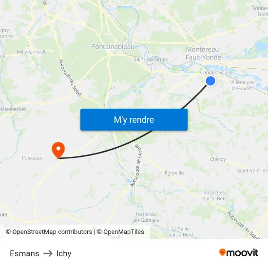Esmans to Ichy map