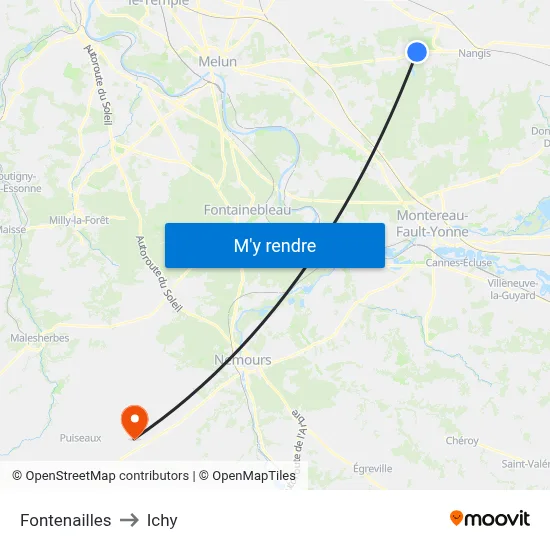Fontenailles to Ichy map