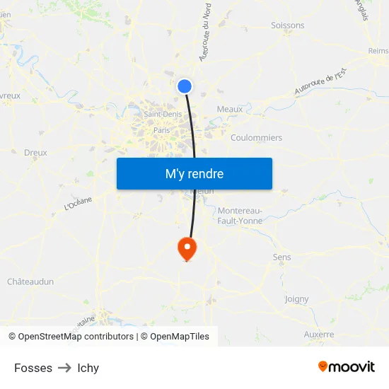 Fosses to Ichy map