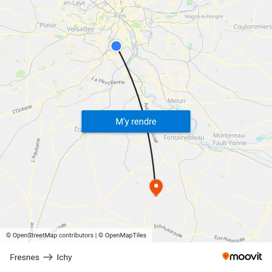 Fresnes to Ichy map