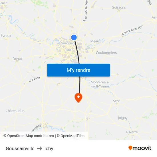 Goussainville to Ichy map