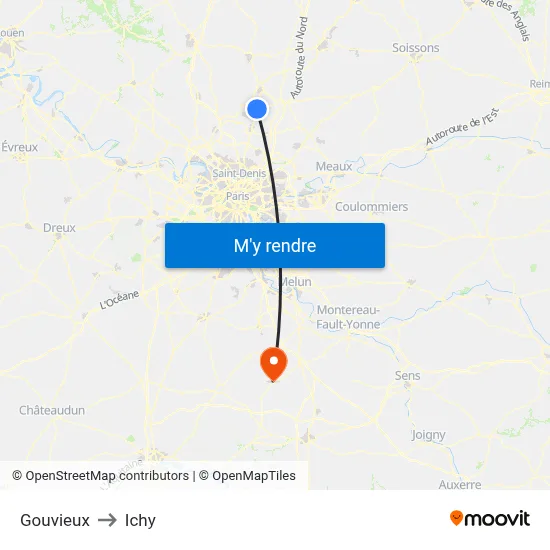 Gouvieux to Ichy map