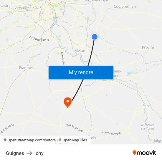 Guignes to Ichy map
