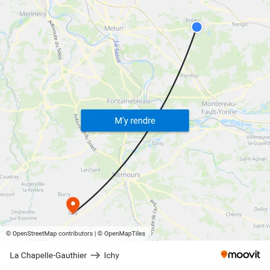La Chapelle-Gauthier to Ichy map