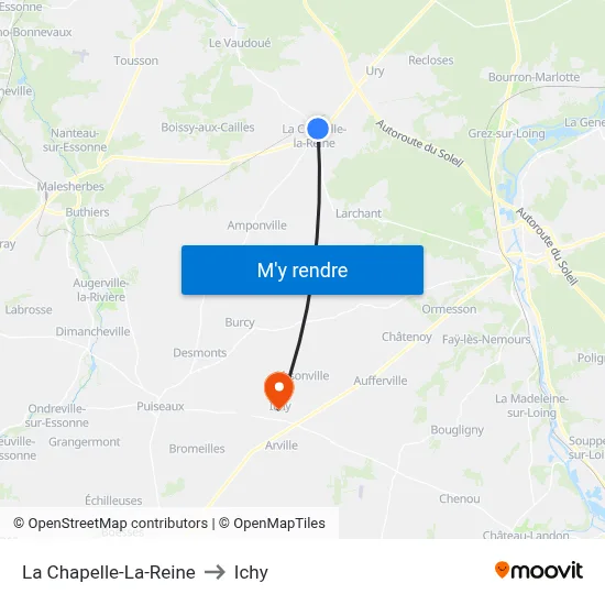 La Chapelle-La-Reine to Ichy map