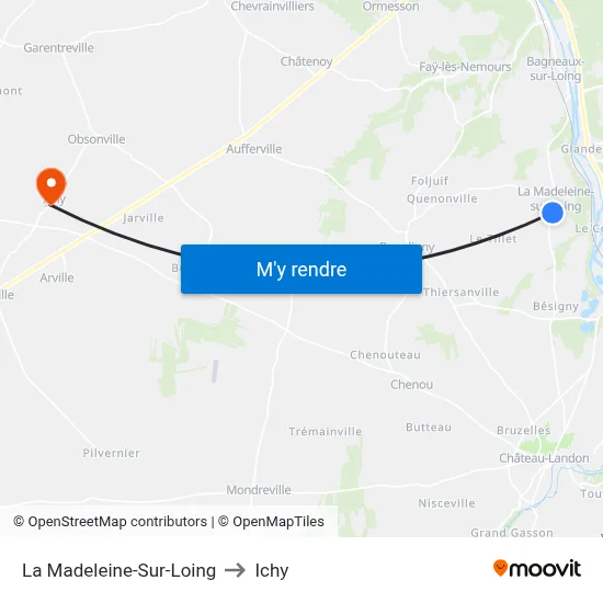 La Madeleine-Sur-Loing to Ichy map