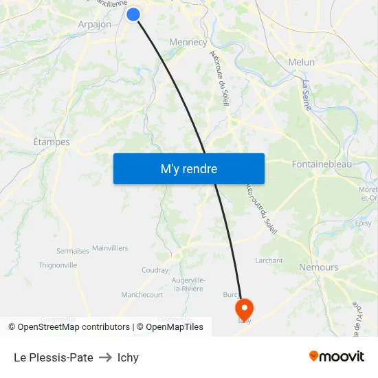 Le Plessis-Pate to Ichy map