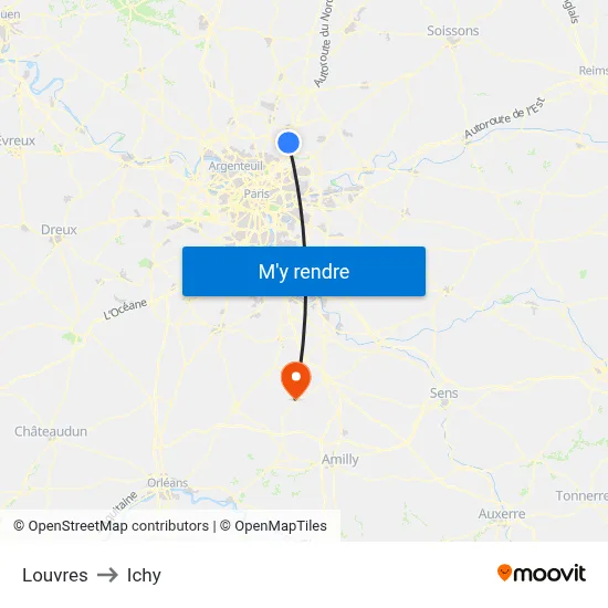 Louvres to Ichy map