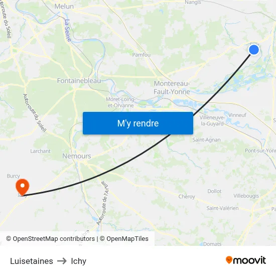 Luisetaines to Ichy map