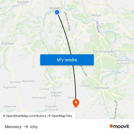 Mennecy to Ichy map