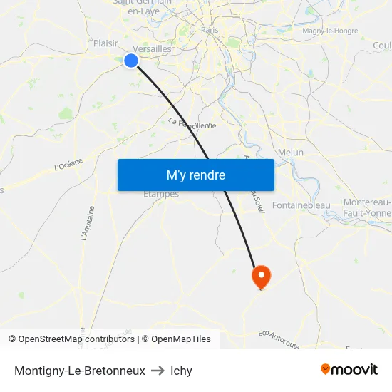 Montigny-Le-Bretonneux to Ichy map