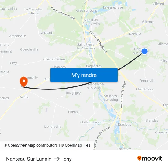 Nanteau-Sur-Lunain to Ichy map