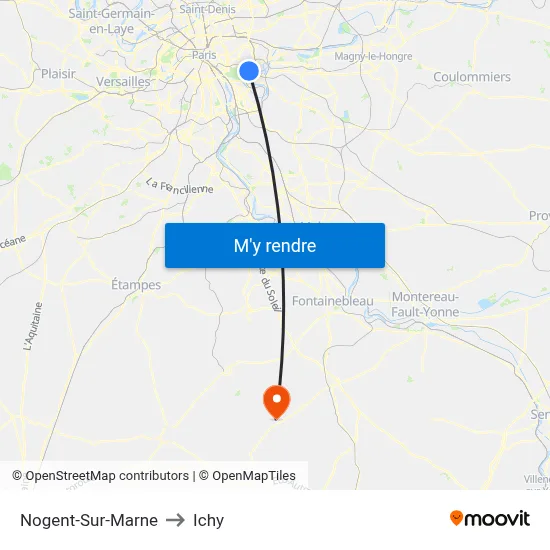 Nogent-Sur-Marne to Ichy map