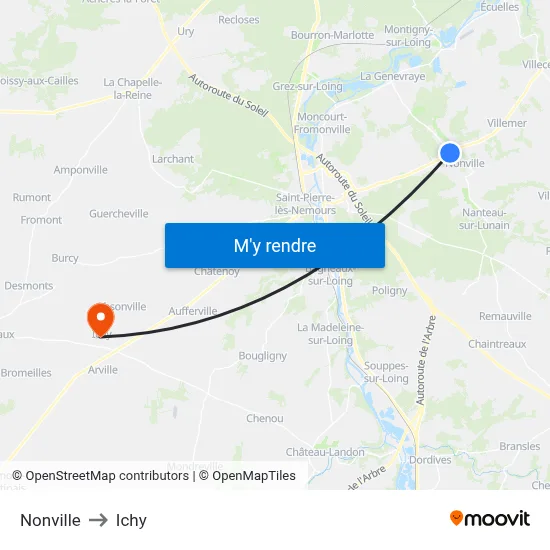 Nonville to Ichy map