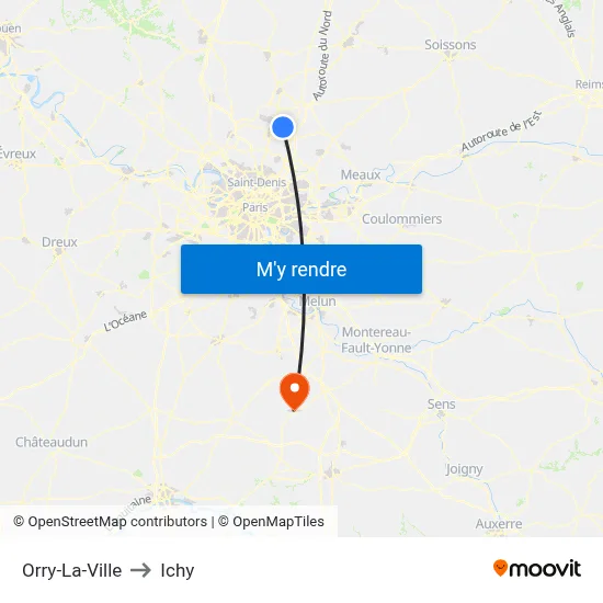 Orry-La-Ville to Ichy map