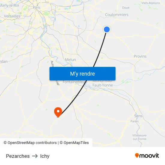 Pezarches to Ichy map