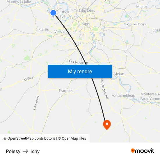 Poissy to Ichy map