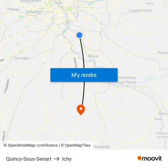 Quincy-Sous-Senart to Ichy map