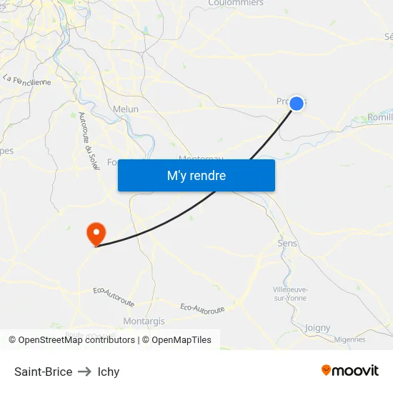 Saint-Brice to Ichy map