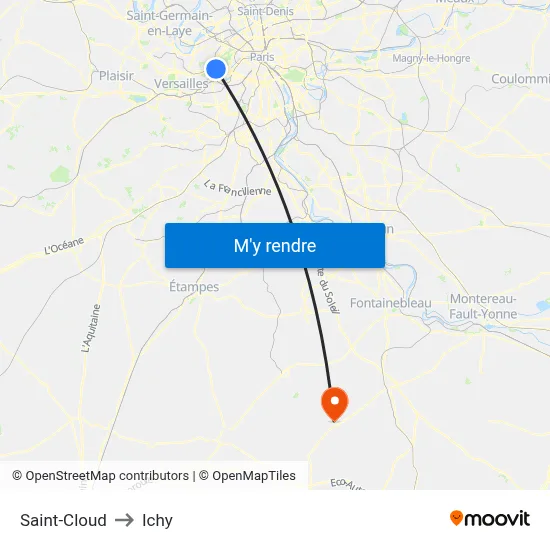 Saint-Cloud to Ichy map