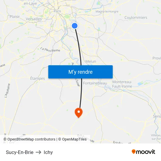 Sucy-En-Brie to Ichy map